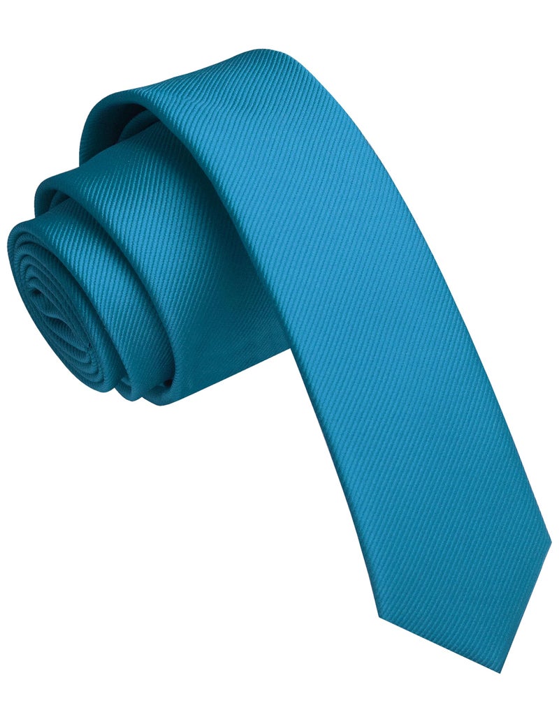 JEMYGINS Peacock Blue Skinny Tie Slim Necktie for Men(4cm) (peacock blue) - Image 1